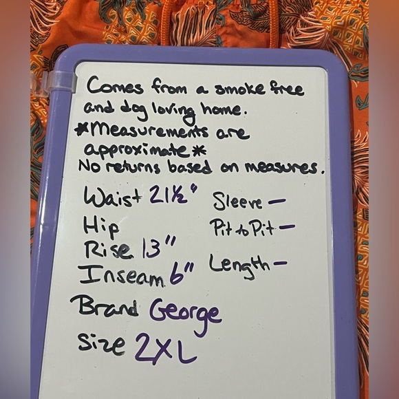 George Orange Tropical Print Men's Swim Trunks - Picture 4 of 5